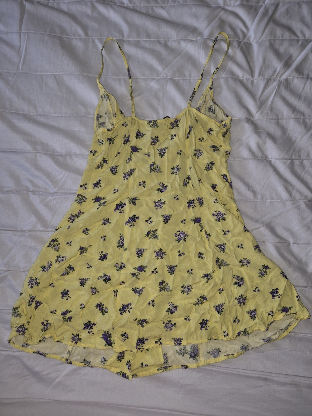 Yellow Floral Spaghetti-Strap Women's Top